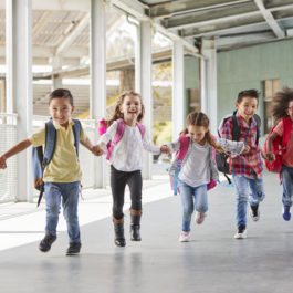 Children Playing running in elementary school