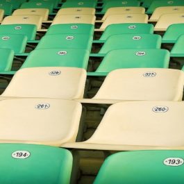 green and white stadium seats