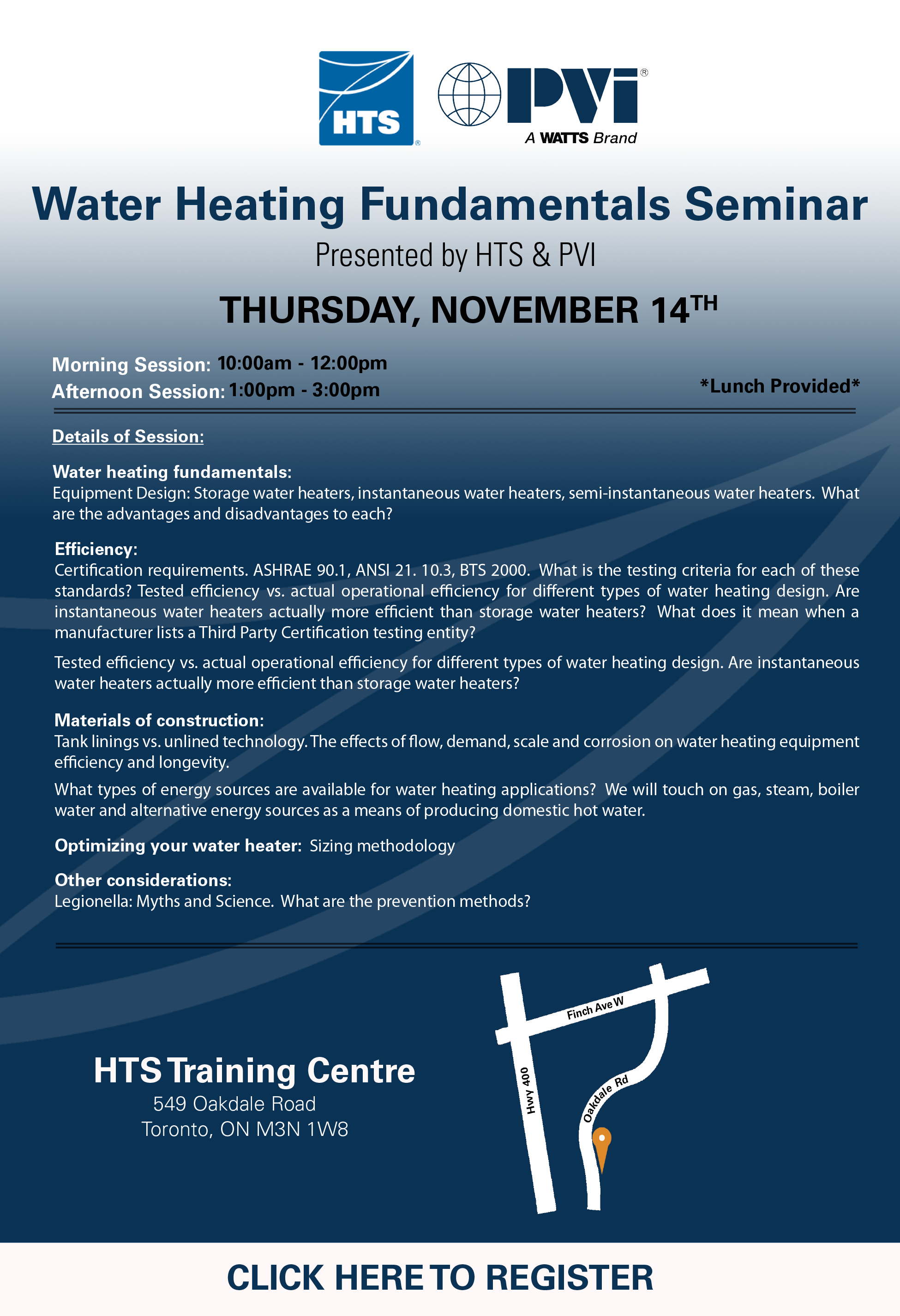 TOR Water Heating Fundamentals Seminar Thurs Nov 14 2019 HTS | Commercial & Industrial HVAC Systems, Parts, & Services Company